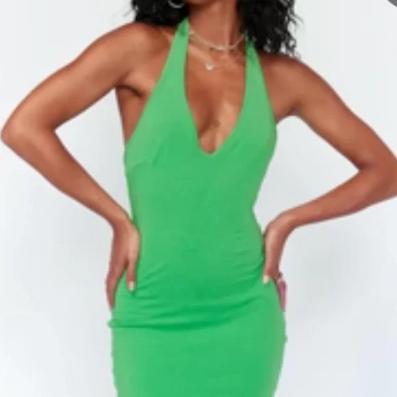 green emerald velvet dress Yessenia Halter Mini Dress Green main image 1